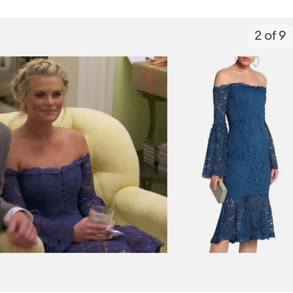 Nicholas Blue Lace Octavia Cocktail Dress Size 0 G - Picture 2 of 10